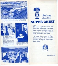 SANTA FE RR - WELCOME ABOARD THE SUPER CHIEF-SCHEDULE & ITINERARY - 6/8/1969