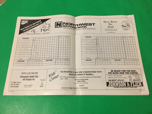 ERIE SAILORS 1991 SOUVENIR GAME PROGRAM MAGAZINE NY PENN LEAGUE A BASEBALL READ - Picture 5 of 9