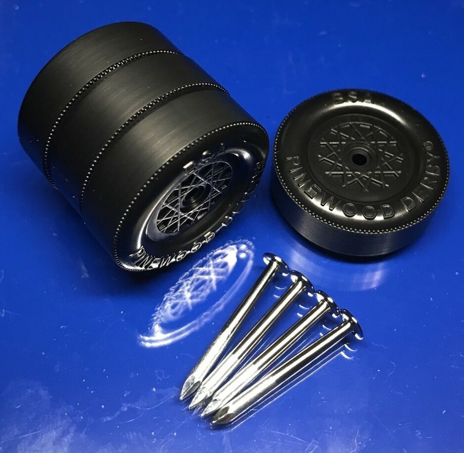 Pinewood Derby Wheels Polish Axles Lathed Tread RACE READY Bore Prep