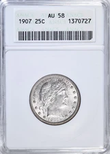 1907 BARBER QUARTER ~ SHARP AU/BU SLIDER ANACS 58!