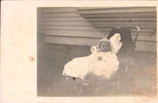 Postcard Real Photo RPPC AZO c. 1904-1918 Baby Posing In a Carriage