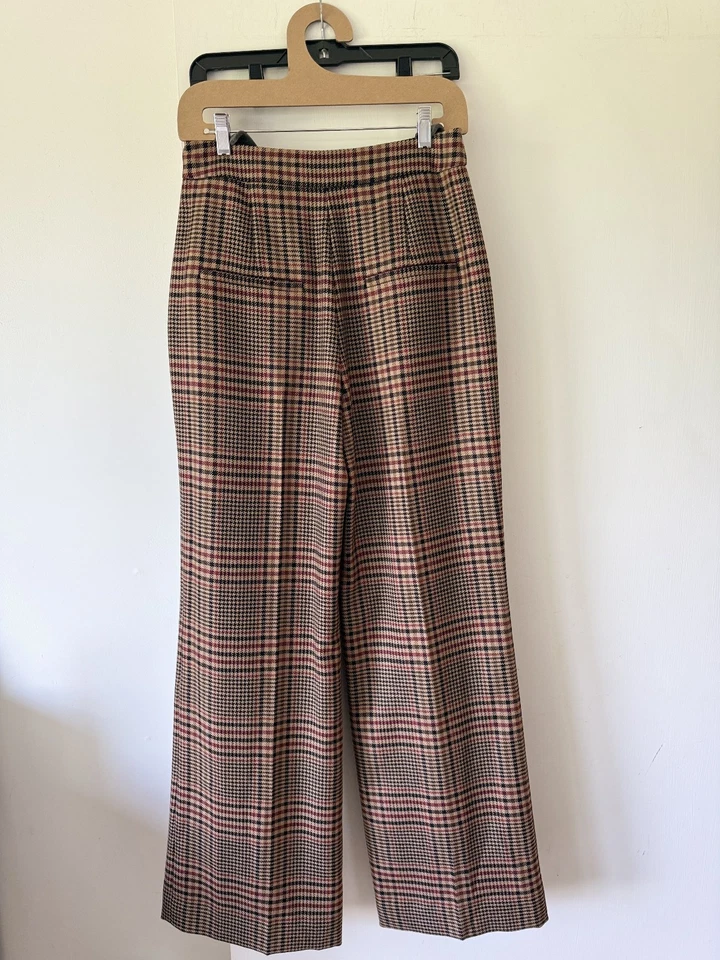NWT Veronica Beard Tonelli Dress Pants Size 10 US In Camel/Black Plaid 100% Wool - Image 3 of 4