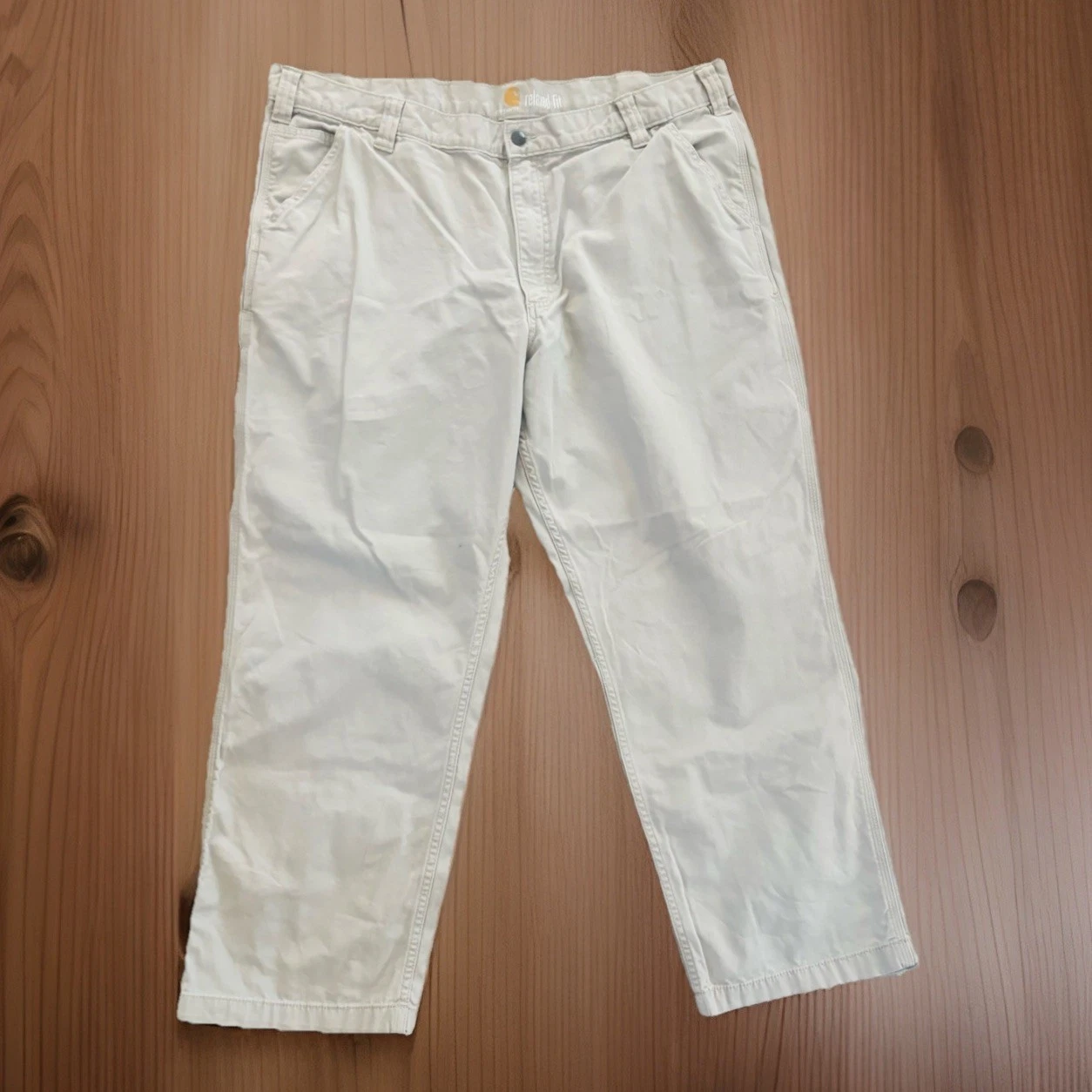 Carhartt Relaxed Fit Pants Men’s 42x30 Beige Khaki Work Casual Lightweight