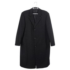 Lauren Ralph Lauren Overcoat Men 46R Gray Herringbone Wool Cashmere Classic