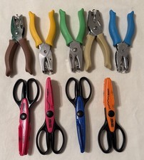 Lot of 5 Fiskars Hand Punch Soft Grip Circle Dot Rectangle Heart 4 Scissors