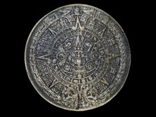 TD03163 VINTAGE 1970s  MAYAN CALENDER  SOUTHWESTERN DESIGN ART BELT BUCKLE