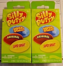 Silly Putty 3-Pack Original Bright Bouncy Egg container 2 Boxes