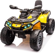 Electric Quad Car 24V Ride On ATV for Kids 4-Wheel w/ 3 Speed  LED Lights