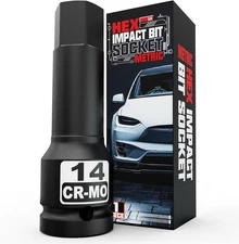 1/2-Inch Drive 14 mm Hex Impact Bit Socket, H14 Allen Metric, 