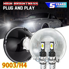 FIT Ford mustang 1965 1973 Brightest Pair 7" Round Led Headlights High Low Beam