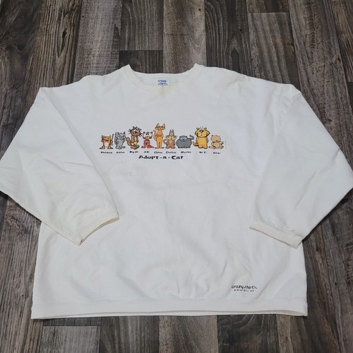 Vintage Cat Sweatshirt Adopt A Cat Hawaii Crazy Shirt 64' Medium