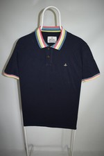 Vivienne Westwood Classic Polo Orb Navy Multi-Stripe Collar Cuffs Mens XL