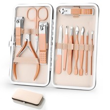 Professional Manicure Pedicure Set 12in1 Nail Care 12 Piece Set, Rose Gold