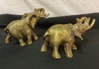 Vintage Solid Brass Elephants Figurine Trunk Up Mid Century MCM Lot of 2 — photo 2