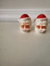 Vintage Santa Claus Head Christmas Santa's & Pepper Shakers Japan Kitschy