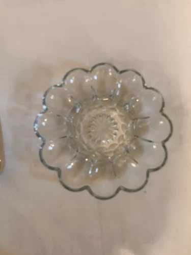 Glass Deviled Egg Plate – Sunburst/Pinwheel (10 inches) Appetizer Plate