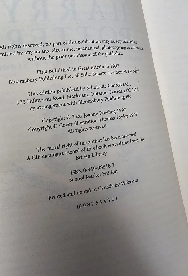 Harry Potter and the Philosopher's Stone VERY RARE Scholastic School Edition 1st - Image 2 of 4