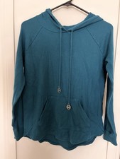 Michael Kors Blue Pullover Hoodie Women's Knit Hooded SweatShirt One Pocket