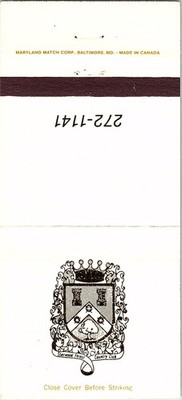 Sherwood Forest Country Club Maryland W Crest Design Matchbook Cover
