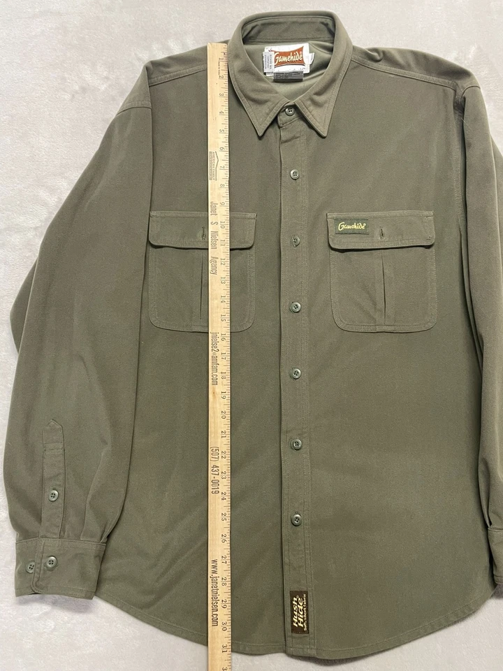 Gamehide Men's  Hush Hide Silent Fabric Hunting Shirt Sz Large Green Long Sleeve - Image 3 of 4