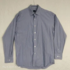 Daniel Hechter Men's Blue Check 16 in Long Sleeve Button-Up Shirt