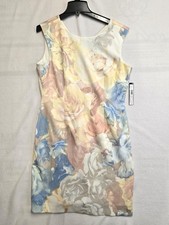 TAHARI BY ARTHOR LEVINE IVORY/YELLOW FLORAL PRINT SHEATH DRESS SZ 12 NWT