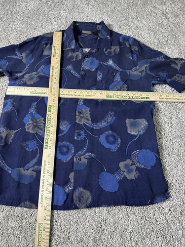 Axist Men’s 100% Silk Shirt Size Medium Short Sleeve Button Down Blue - Picture 8 of 13
