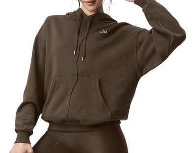 New Alo Yoga Accolade Hoodie Women's XS Espresso Brown Oversized
