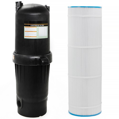 #ad 175 sq ft In Ground Pool amp; Spa Single Cartridge Filter Clean w Pressure Gauge $339.95