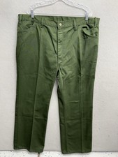 1970s R R Uniforms Perma Press Green National Parks Gorp Wool Flared Pants 42x30