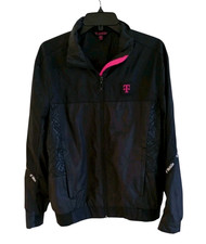 T Mobile Employee Jacket Mens M Black Pink Full Zip Windbreaker Uniform Cell
