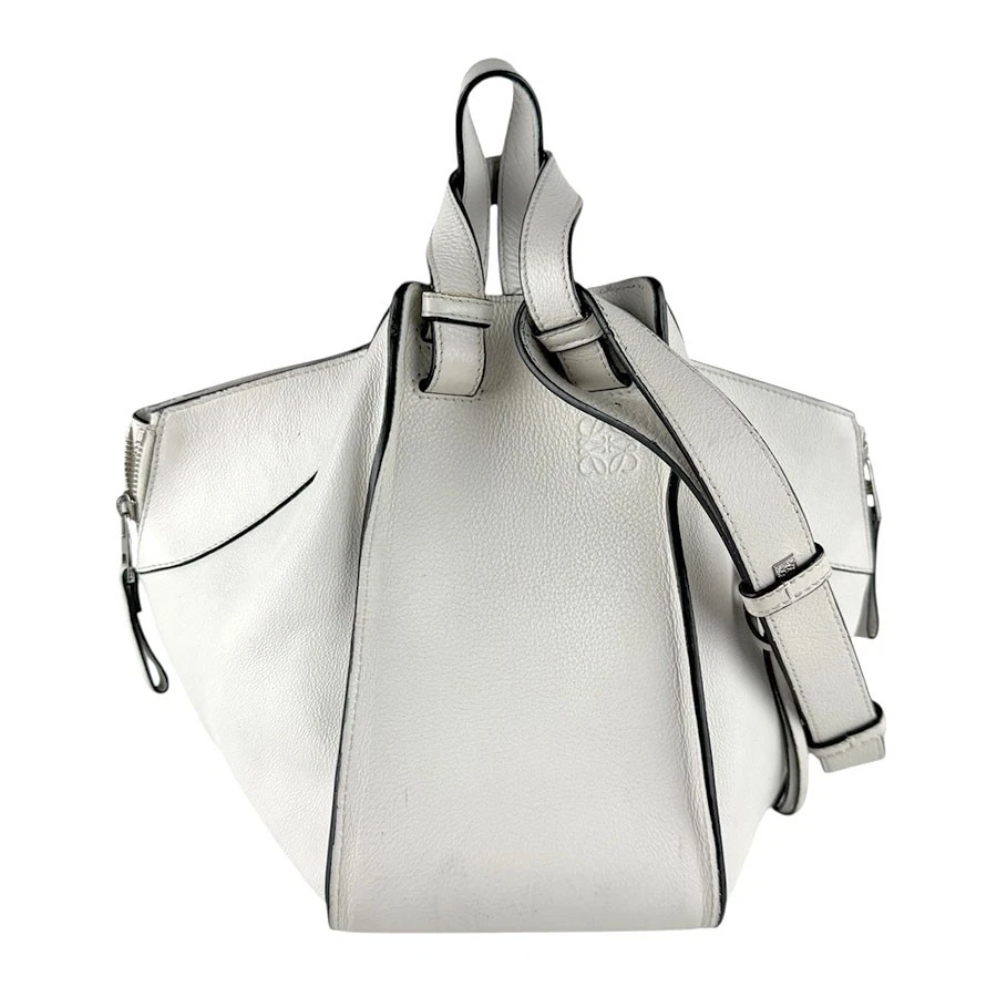 Loewe — Auth LOEWE Hammock Shoulder Bag Handbag White Leather/Silvertone - z8614