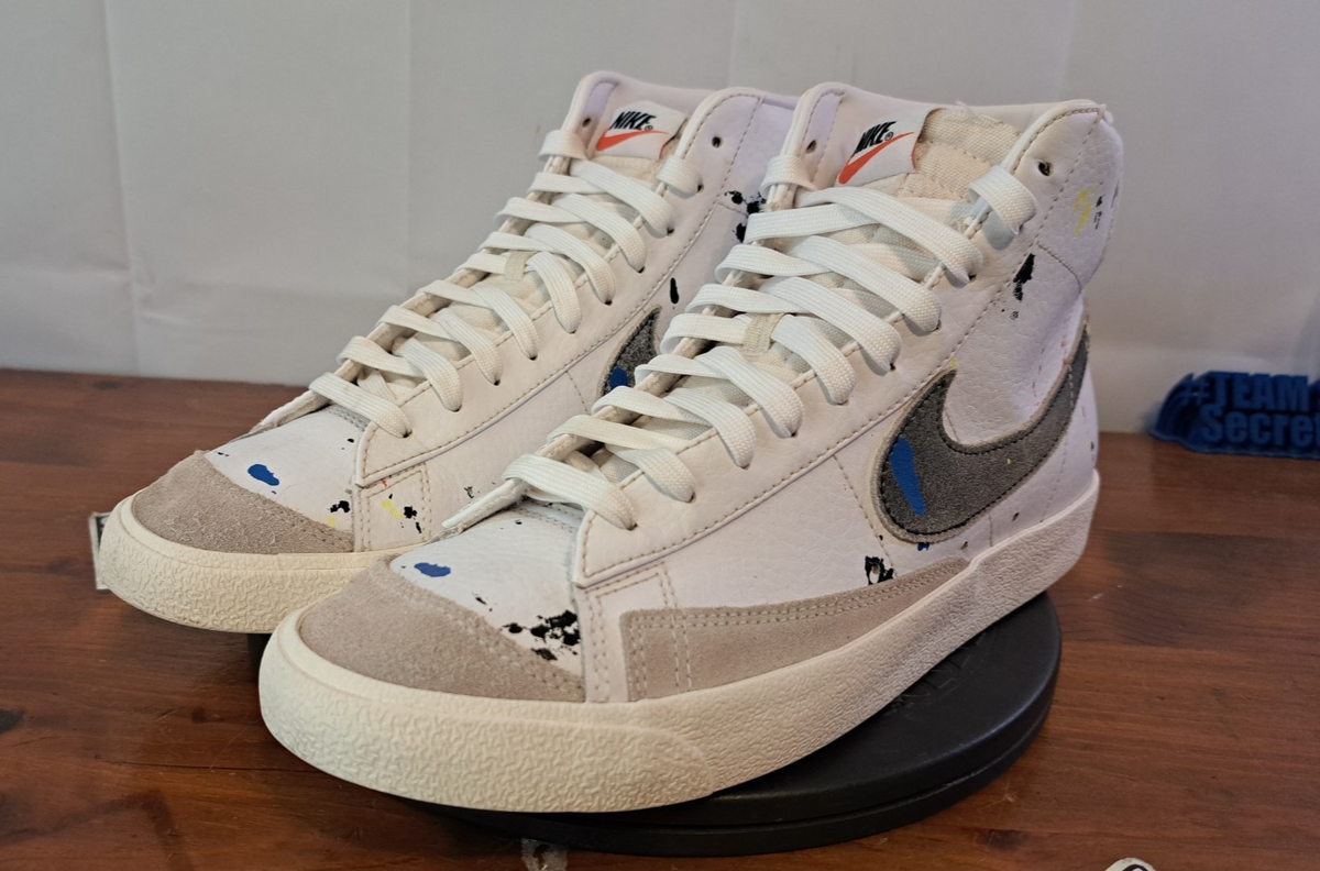 Nike Blazer Mid '77 Shoes Paint Splatter Black White Sail DC7331