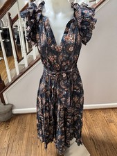 Ulla Johnson Cotton Midi Dress Virginia Floral Twilight Size 2