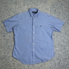 Polo Ralph Lauren Shirt Mens XL Blue Plaid Short Sleeve Button Up Classic Fit