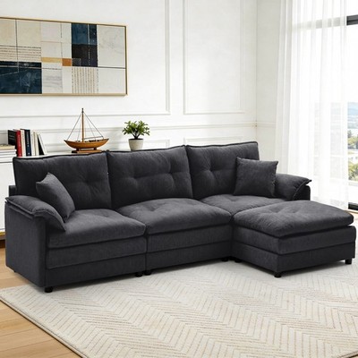 Korser L Shaped Modular Sectional Cloud Couch Convertible with Movable Ottoman