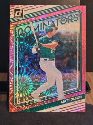Matt Olson Dominators Pink Fireworks Holo 2022 Donruss #D-6  Athletics AL Insert