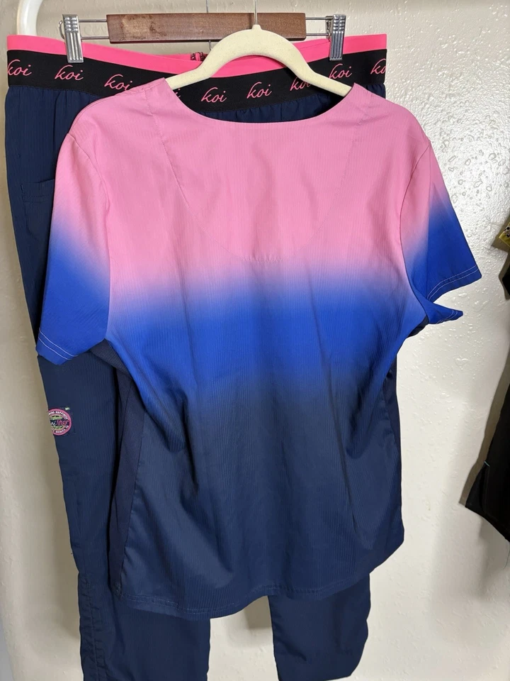 Lot of 7 KOI Large Scrub Tops L Petite Pants Medical Ombre Carhartt Top - Image 3 of 4