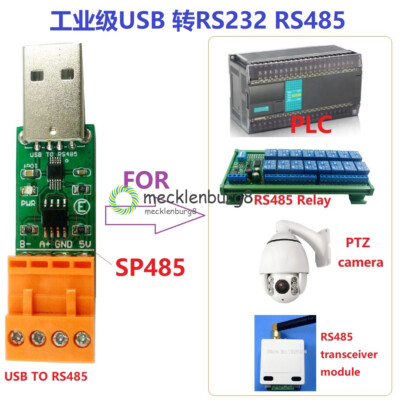 USB to RS485 Bus Converter Module MAX485 CH340 SP485 for Modbus Relay PLC PTZ