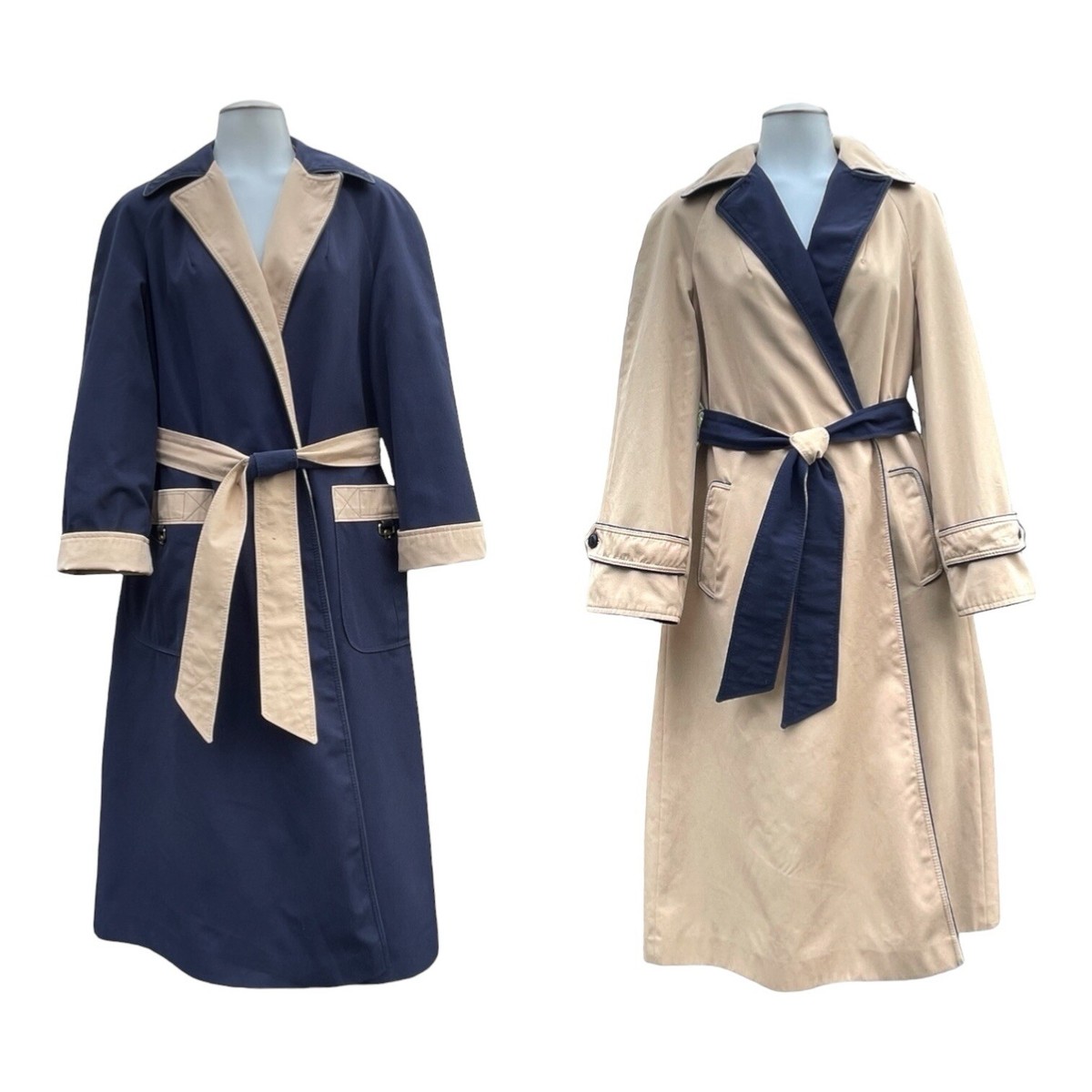 Vintage 70s ETIENNE AIGNER Womens 8 Reversible Trench Coat Belted
