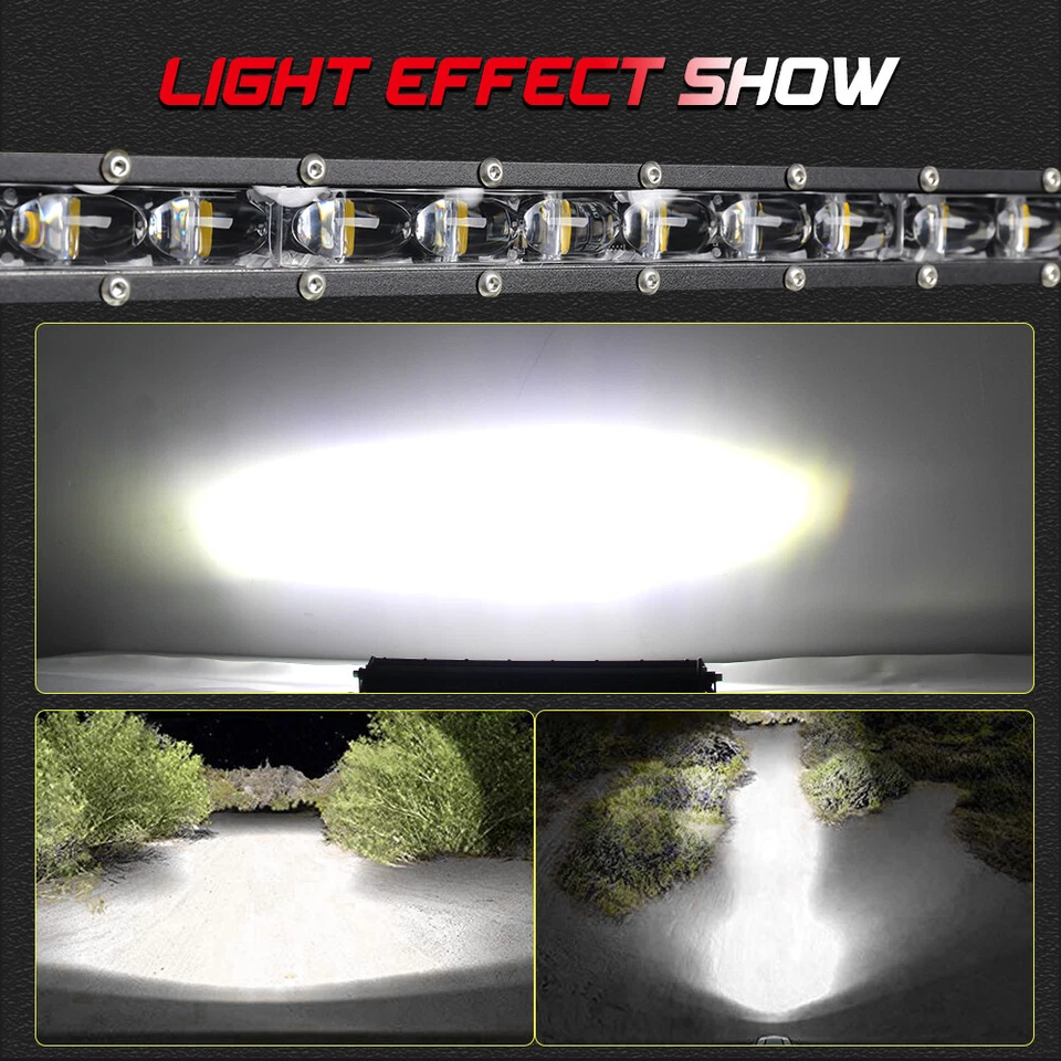 Barra de luz LED delgada 7/14/20/26/32/38/44/50" punto inundación conducción todoterreno UTV SUV Foto 2 de 4