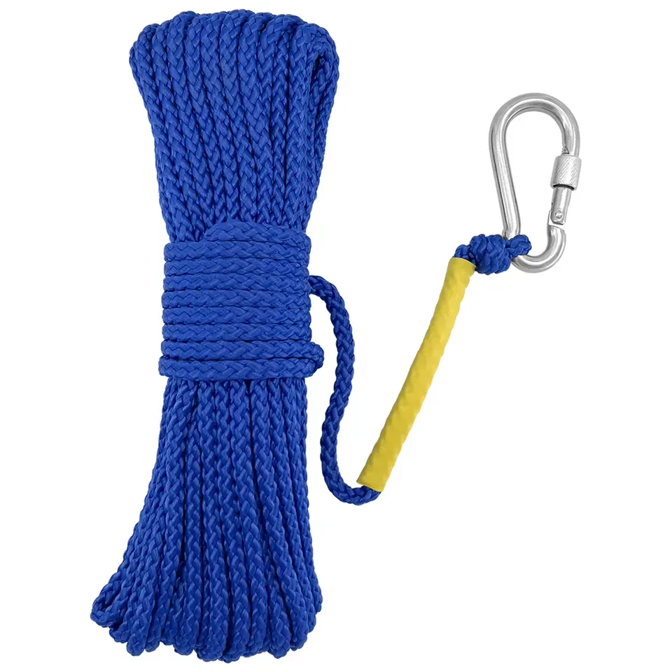 blue Nylon Rope with Hook Professional Outdoor Mountaineering Climbing Rope