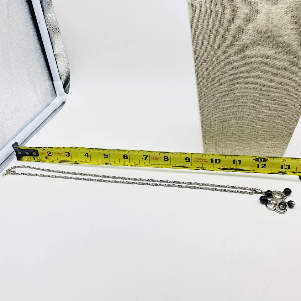 PARK LANE Collar con Dije de Cuentas Negras Pendientes a Juego Tono Plata Regalo Vintage Foto 4 de 4