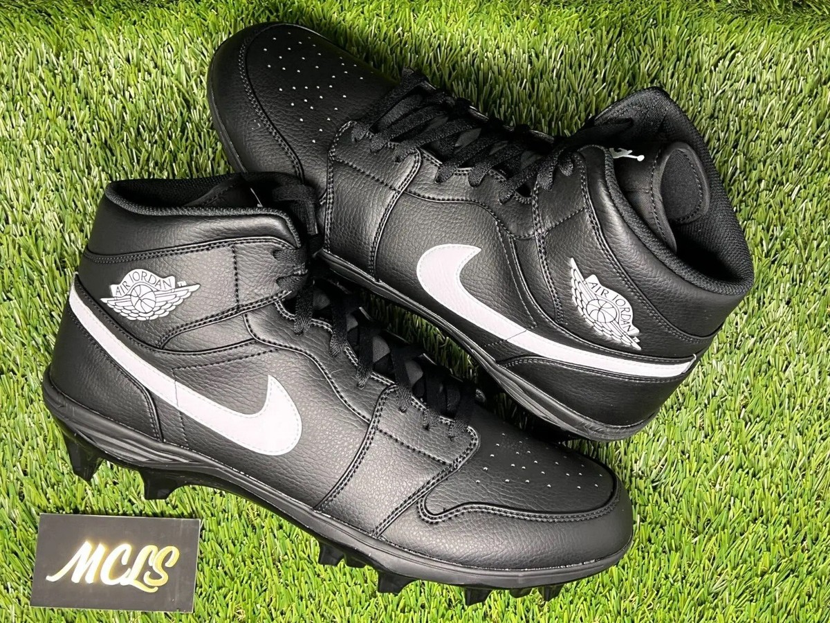 Nike Air Jordan Mid TD Football Cleats Black White FJ6805-001 Men's Size  14