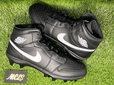 Nike Air Jordan 1 Mid TD Football Cleats Black White FJ6805  display picture 3