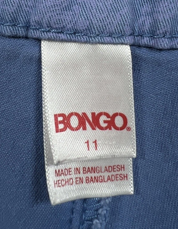 Bongo Women's Paisley Shortie Shorts Size 11 Blue Cotton Spandex Pockets - Image 3 of 4