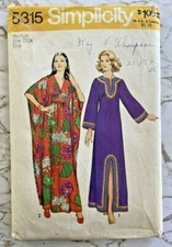 1970's VINTAGE SEWING PATTERN SIMPLICITY 5315 Misses sz Med Caftan 2 styles