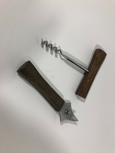 Corkscrew Can Opener Japan Barware Wood Handle Lot Mid Century Vintage MCM - Picture 10 of 12