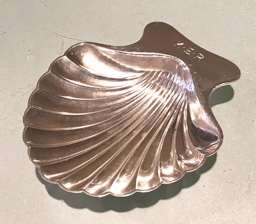 Vintage Antique Tiffany & Co Makers Monogrammed Sterling Silver Shell Plate Dish