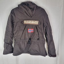 Napapijri Skidoo Womens Small Brown Anorak Snowboarding Jacket Fur Fleece Lined